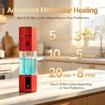 3000ppb USB Portable Hydrogen-Rich Alumina H2 lon Water Bottle230ml 1-Year Warranty Battery Desktop RV